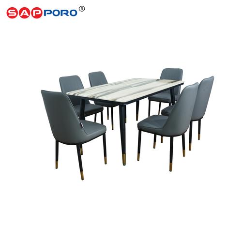 [EZO.6800207] SAPPORO VITTORIA - Meja Makan Set Marmer | Dining Set Marmer