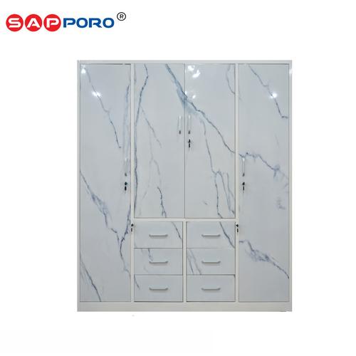 [EZO.6800221] SAPPORO IMOLA - Lemari Pakaian Besi 4 Pintu | Steel Wardrobe 4 Doors