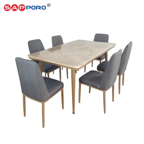 [EZO.6800230] SAPPORO EMILIA - Meja Makan Set Marmer | Dining Set Marmer