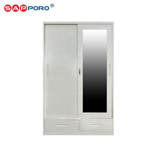 [EZO.6800243] SAPPORO VIANOVA - Lemari Pakaian Besi Sliding Door Cermin