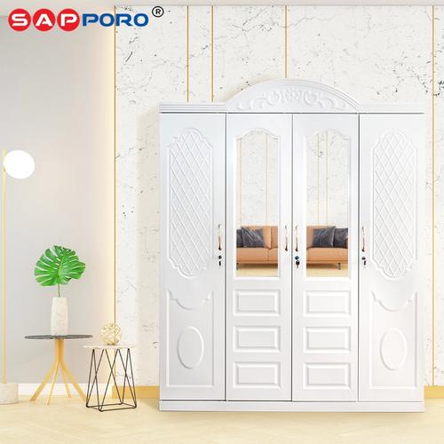 [EZO.6800244] SAPPORO PARMA - Lemari Pakaian Besi 4 Pintu | Steel Wardrobe 4 Doors