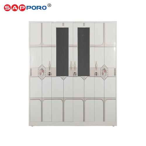 [EZO.6800245] SAPPORO LICATA - Lemari Pakaian Besi 4 Pintu | Steel Wardrobe 4 Doors
