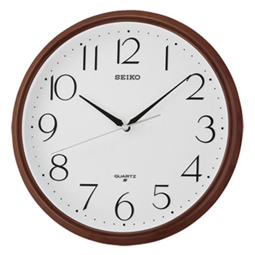 Jam Dinding Seiko Bulat QXA695Z 28Cm Brown Color White Dial Ori