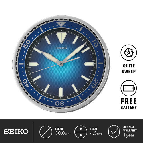 Jam Dinding Seiko Clock QXA791A 30cm Quiet sweep Blue Color Original