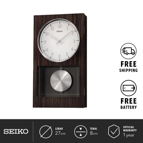 Jam Dinding Seiko Clock QXH046B 27cm Analog Brown Color Pendulum Ori