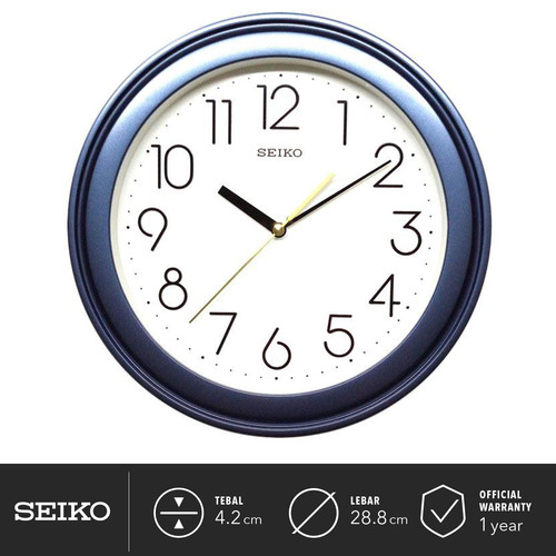 Jam Dinding Seiko Bulat QXA577L Blue Color Whie Dial 28cm Original