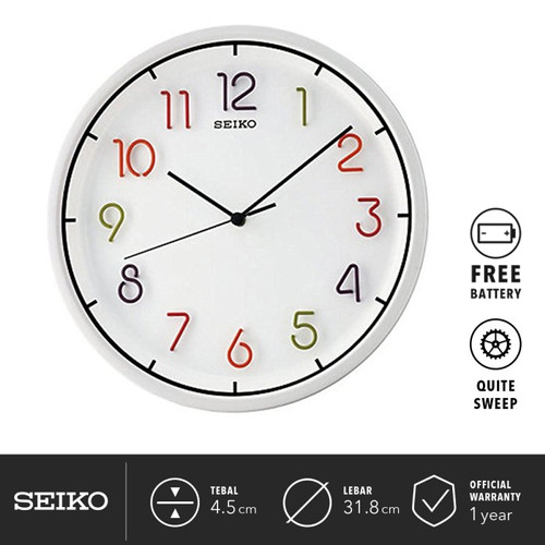Jam Dinding Seiko Bulat QXA447H Detik Sweep Senyap 31.8 Original