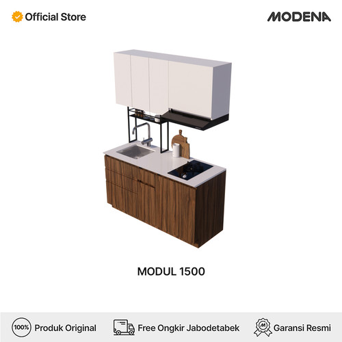 MODENA COMPACT KITCHEN TYPE 1500 SUPER WHITE-NOCE VETTORE
