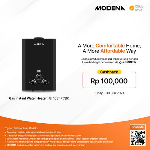 [EZO.3400404] MODENA Gas Instant Water Heater - GI 1031 PCBK