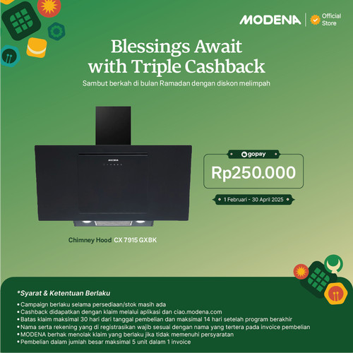 [EZO.3400212] MODENA Chimney Hood - CX 7915 GXBK