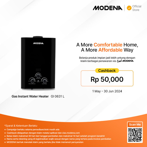 [EZO.3400250] MODENA Tankless Gas Instant - GI 0631 L