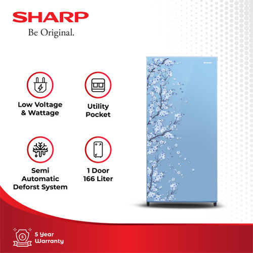 Sharp Kulkas 1 Pintu SJ-N182D-SB Kirei III Sakura Blue 166L
