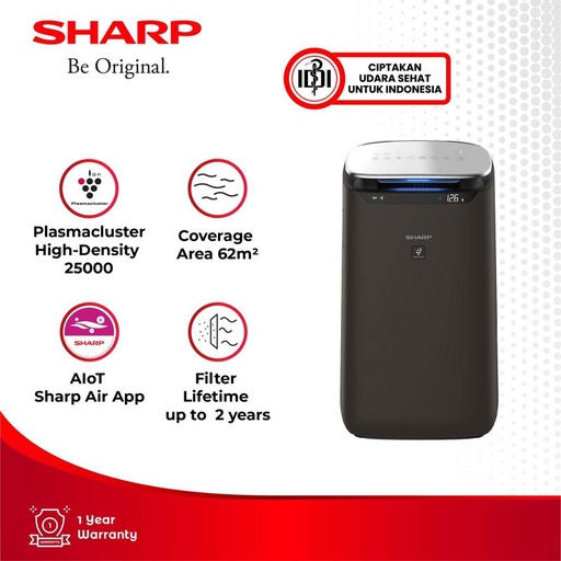 [EZO.3700288] Sharp Air Purifier FP-J80Y-H Plasmacluster High Density Black 62m