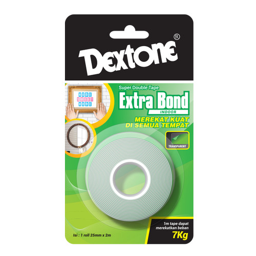 [EZM.7500102] Lem Double Tape Indoor Dextone Extrabond Hijau 12mm dan 25mm