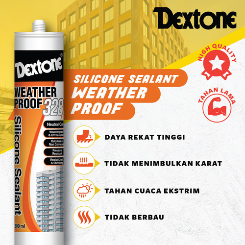 [EZM.7500104] Lem Kaca Dextone Silicone Sealant Weather Proof 328 ( 300 ml )