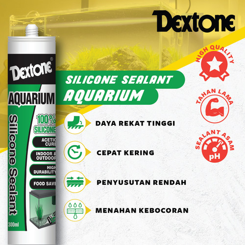 [EZM.7500129] Lem Kaca Dextone Silicone Sealant Tabung Aquarium 300 ml