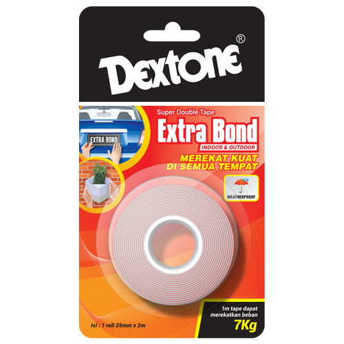 [EZM.7500101] Lem Double Tape Weather Proof Dextone Extrabond Merah 12mm dan 25 mm