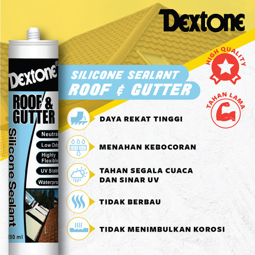 [EZM.7500103] Lem Kaca Dextone Silicone Sealant Roof & Gutter 280 ml