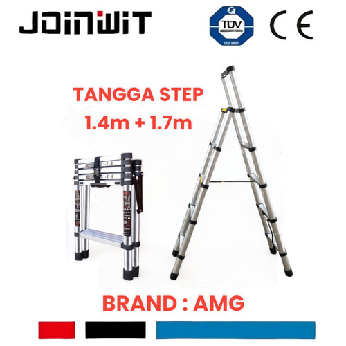 [EZM.4300140] Tangga Teleskopik Lipat 5 Step T 1.4 m + 1.7 m /telescopic 1,4m + 1,7m