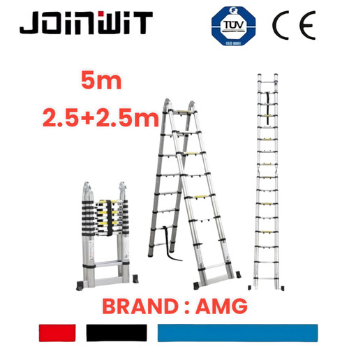 [EZM.4300269] Tangga Lipat Aluminium Teleskopik 2.5+2.5 Double 5meter