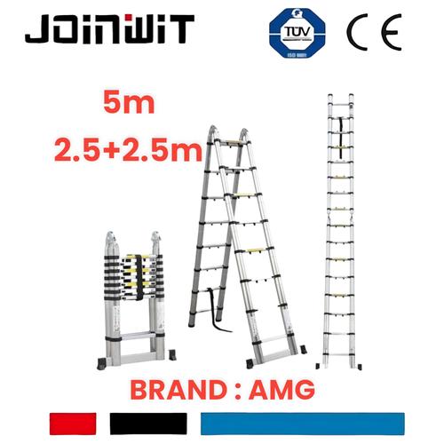 [EZM.4300269] Tangga Lipat Aluminium Teleskopik 2.5+2.5 Double 5meter