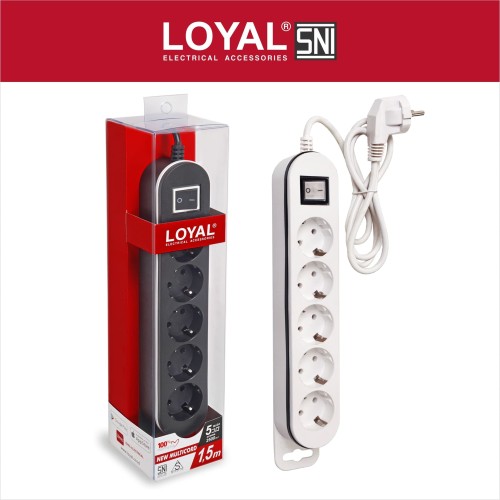 [EZM.7700012] Stop Kontak + Kabel 1.5M NEW MULTICORD 5 Lubang (LY-265N) SNI