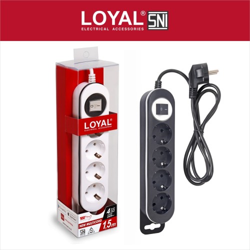 [EZM.7700013] Stop Kontak + Kabel 1.5M NEW MULTICORD 4 Lubang (LY-264N) SNI