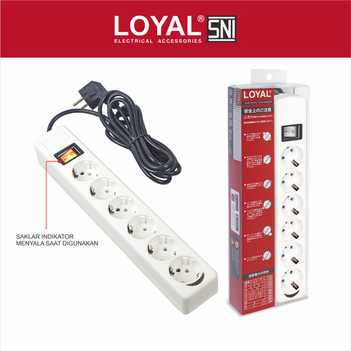 [EZM.7700014] Stop Kontak + Kabel 3M (6 Lubang) (LY-236KB3) (SNI)
