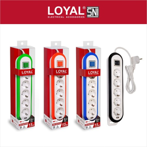 [EZM.7700062] Stop Kontak + Kabel 1.5M. 5 Lubang +1 USB HUB 3.0 (LY-265USB)