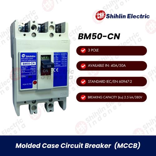 [EZM.1050076] MCCB Shihlin BM50-CN (380V 2,5kA, 220V 5kA) 3P 40A atau 50A