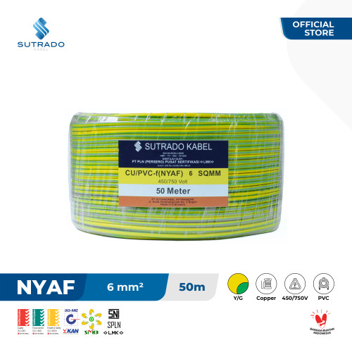 [EZM.7800109] Kabel Listrik NYAF Sutrado Kabel 6 Sqmm - 50 Meter