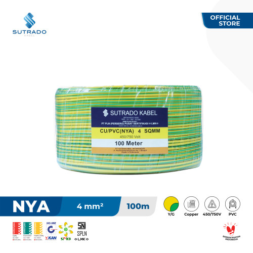 [EZM.7800119] Kabel Listrik NYA Sutrado Kabel 4 Sqmm - 100 Meter
