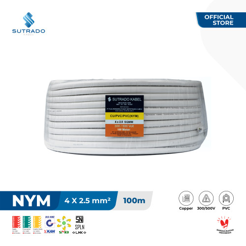 [EZM.7800127] Kabel Listrik NYM Sutrado Kabel 4x2.5 Sqmm - 100 Meter