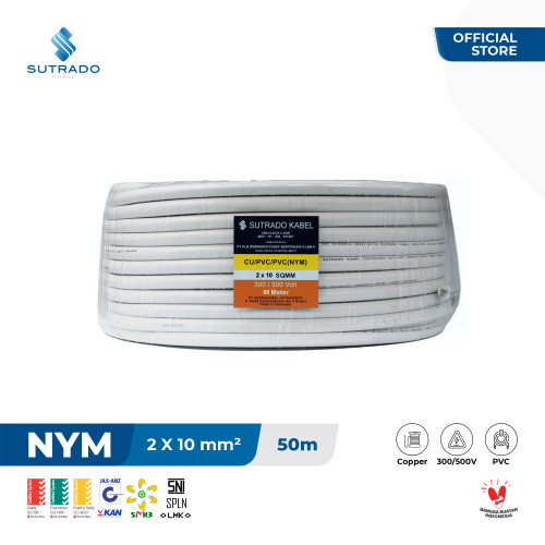 [EZM.7800146] Kabel Listrik NYM Sutrado Kabel 2x10 Sqmm - 50 Meter