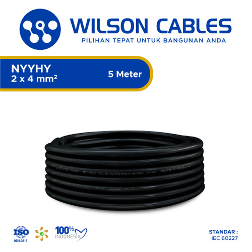 [EZM.7900226] Wilson Cables - NYYHY 2x4 mm² 5 Meter - Kabel Tembaga Serabut