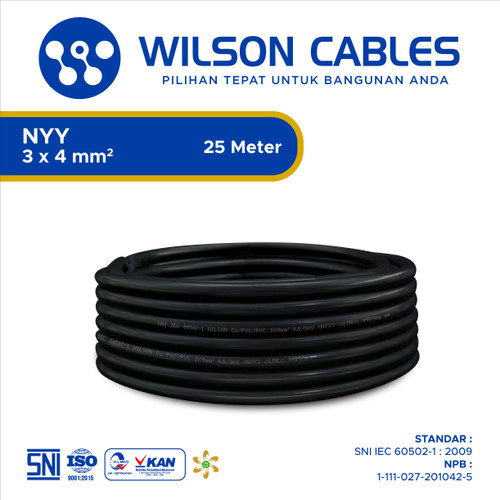 [EZM.7900234] Wilson Cables - NYY 3x4 mm² 25 Meter - Kabel Tembaga Kawat