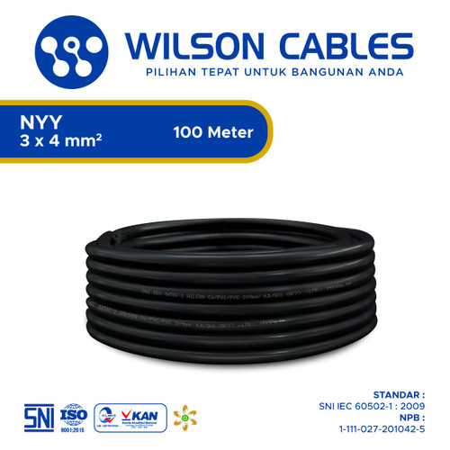 [EZM.7900290] Wilson Cables - NYY 3x4 mm² 100 Meter - Kabel Tembaga Kawat