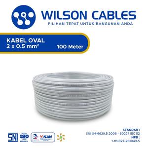 [EZM.7900535] Kabel Oval 2x0.5 mm2 100 Meter - Kabel Tembaga Serabut Wilson Cables