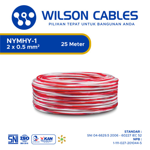 [EZM.7900564] Wilson Cables - NYMHY-1 2x0.5 mm² 25 Meter - Kabel Tembaga Serabut