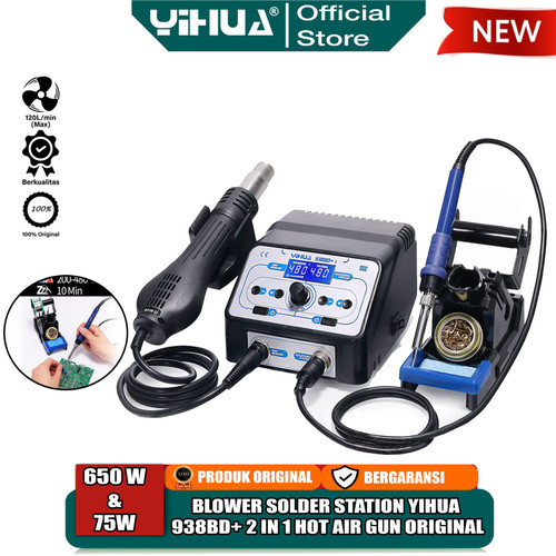 [EZM.4400065] Yihua 938BD+-I Blower Solder Uap Hot Air Gun 2 IN 1 Solder Station ORI