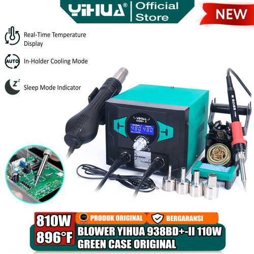 [EZM.4400081] Yihua 938BD+-II Blower Solder Uap Hot Air Gun Soldering Station 110W