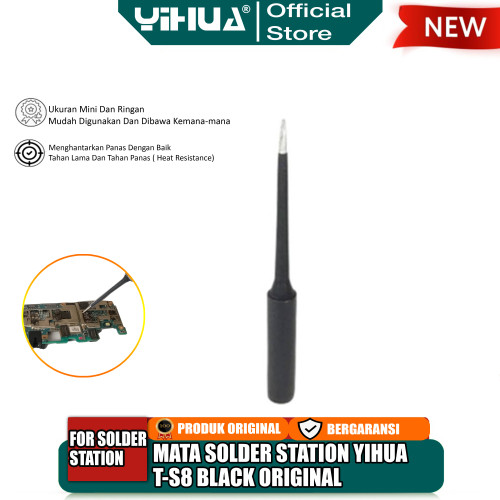 [EZM.4400230] Yihua T-S8 Black Mata Solder Station Lurus Panjang Runcing Original