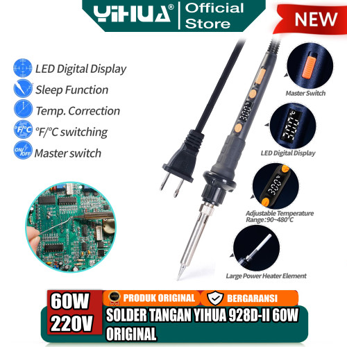 [EZM.4400115] Yihua 928D-II Solder Tangan Listrik 60W Temperature + Dudukan Original