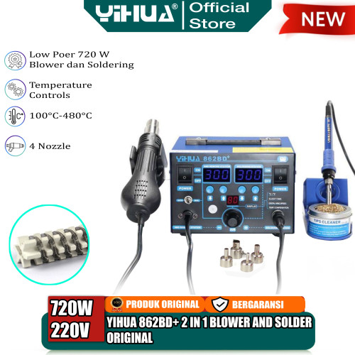 [EZM.4400262] Yihua 862BD+ Blower Uap Hot Air SMD Rework - Soldering Solder Station