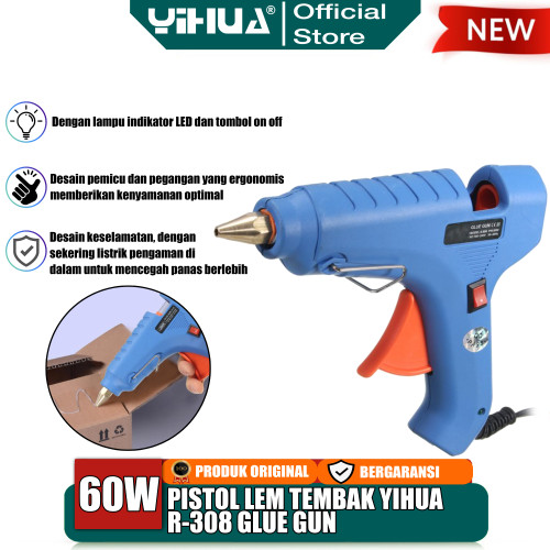 [EZM.4400137] Yihua R-308 Pistol Lem Tembak Hot Melt Glue Gun 60W Stick Cair Refill