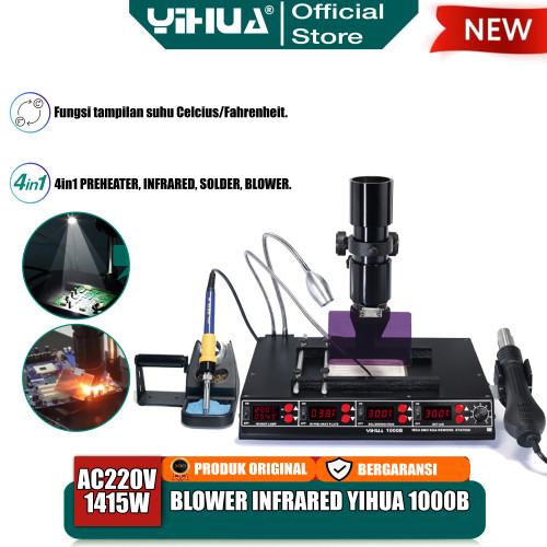 [EZM.4400288] Yihua 1000B 4 IN 1 Blower Uap Infrared Lamp Solder Preheating Station
