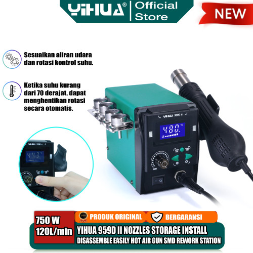 [EZM.4400184] Yihua 959D-II Blower Solder Uap SMD Rework Station Hot Gun 959D II ORI