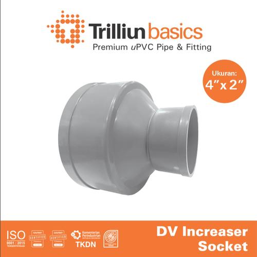 [EZM.4500044] Fitting Pipa uPVC Trilliunbasics DV Increaser Socket 4" x 2" Inch