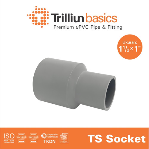 [EZM.4500050] Fitting Pipa uPVC Trilliunbasics TS Reducer Socket 1 1/2" x 1" Inch