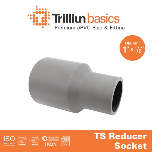 [EZM.4500078] Fitting Pipa uPVC Trilliunbasics TS Reducer Socket 1" x 1/2" Inch